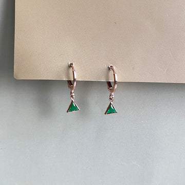 Mini Green Trinity Spark Earrings - RoseGold