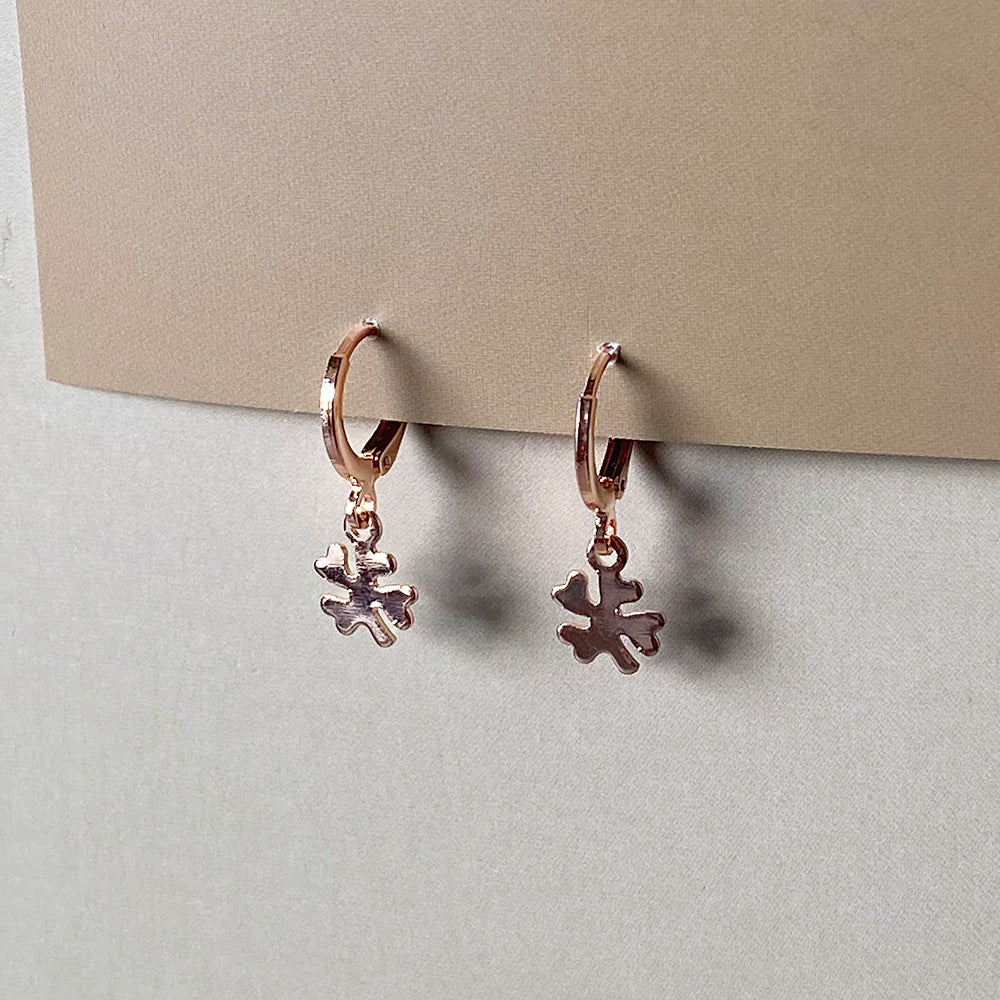 Mini Clover Hoops - Rose Gold
