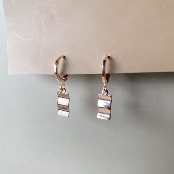 Minimal Wave Drop Earrings - Rosegold
