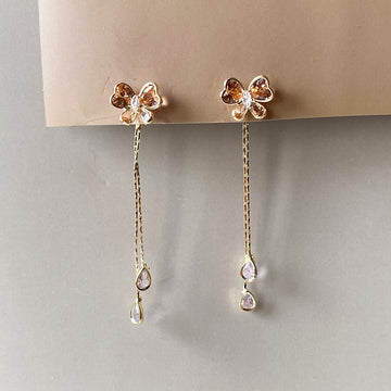 Butterfly Rain Drop Earrings - Gold (Anti-Tarnish)