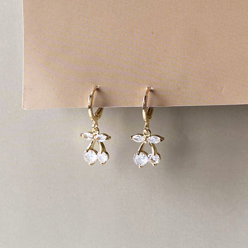 Cherry Sparkle Earrings - Gold (Anti-Tarnish)