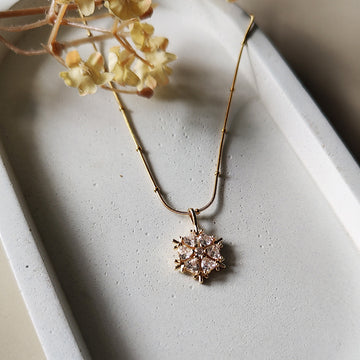 Golden Snowflake Crystal Necklace