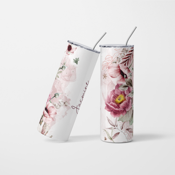 Personalised Floral Tumbler With Name - 600ml