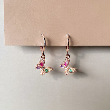 Colorburst Butterfly Earrings - Rosegold