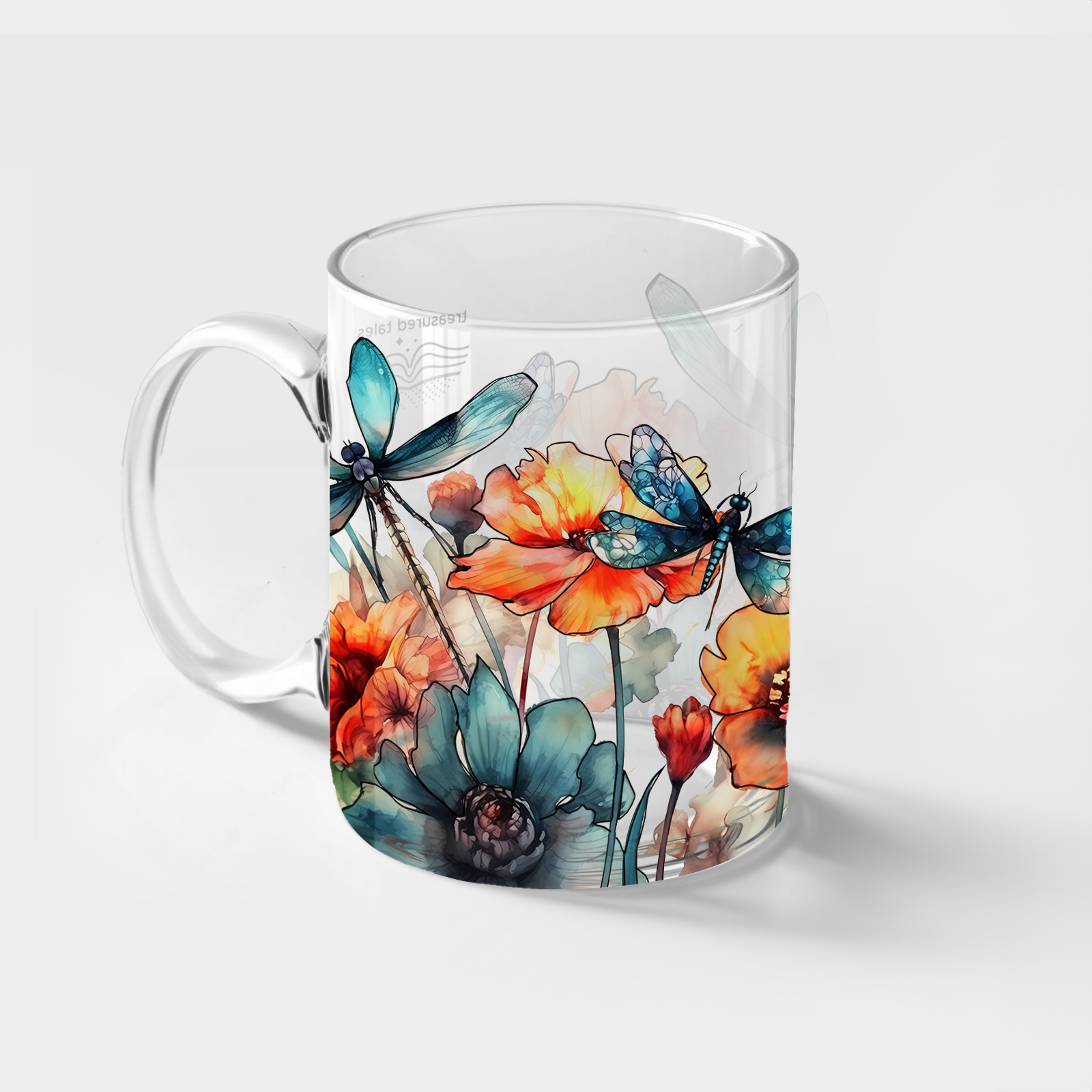 Dragonfly Clear Glass Mug