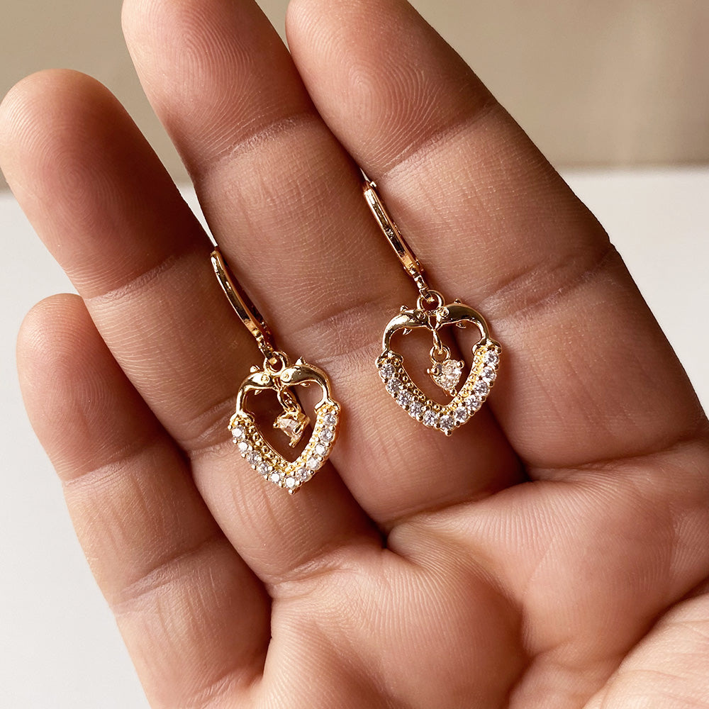 Crystal Love Lock Earrings - Gold (Anti-Tarnish)