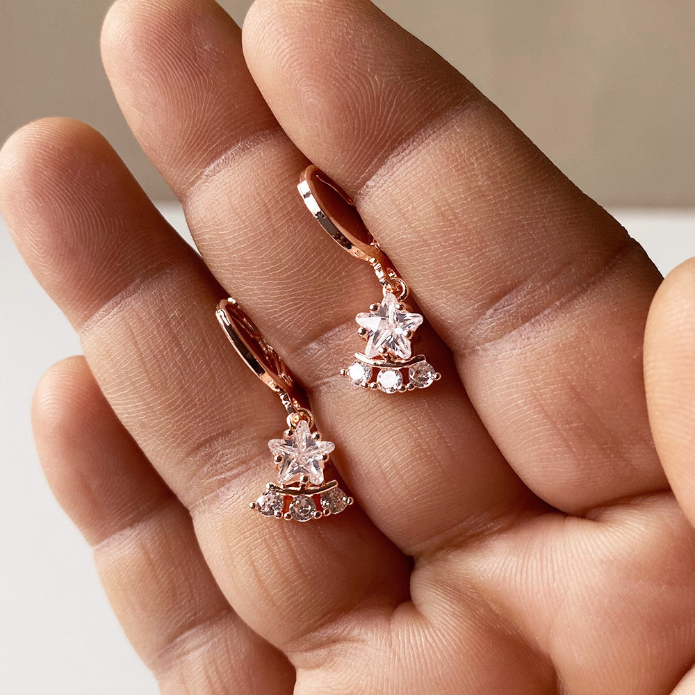 Festive Sparkle Earrings - RoseGold (Anti-Tarnish)