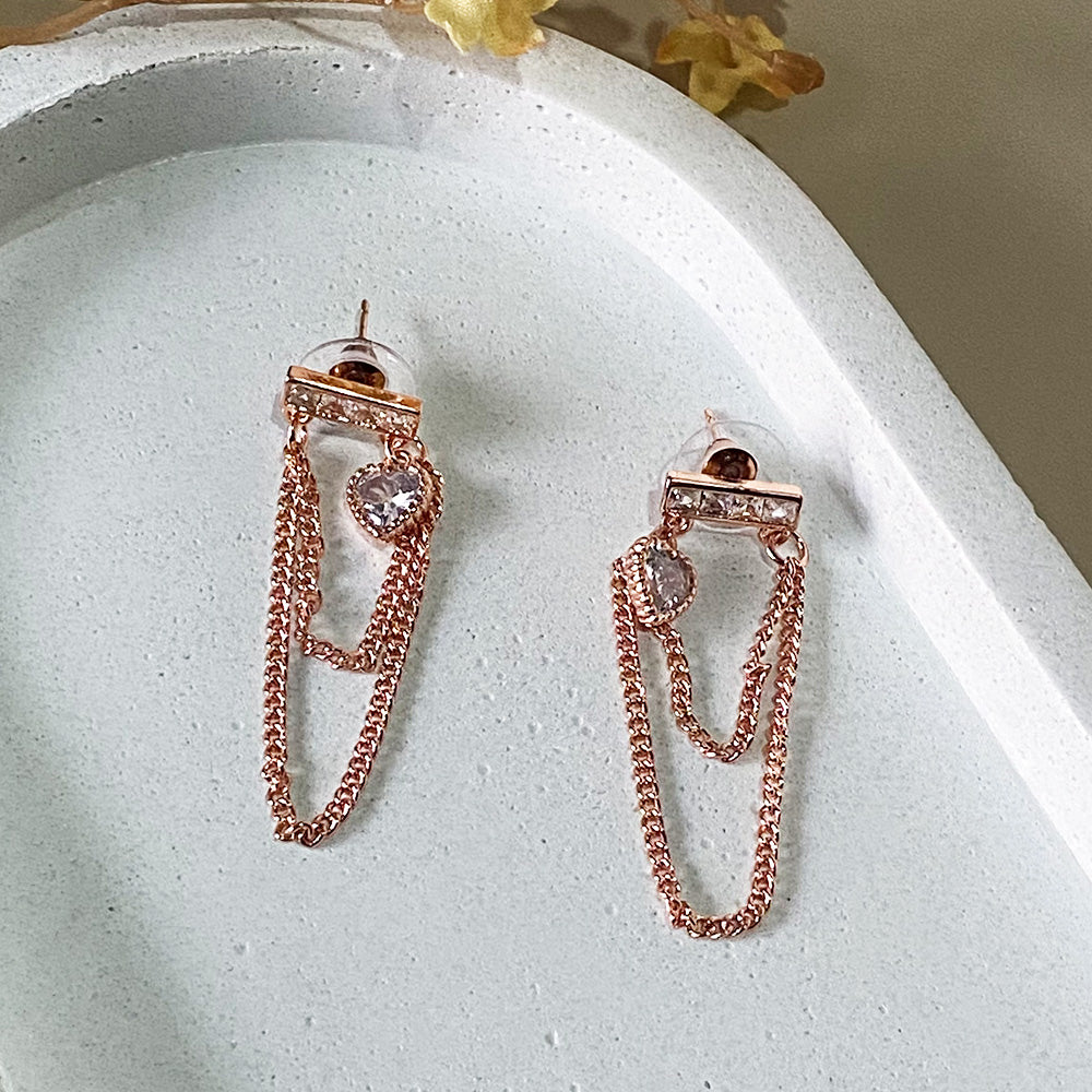Cascade Chain Earrings - Rose Gold