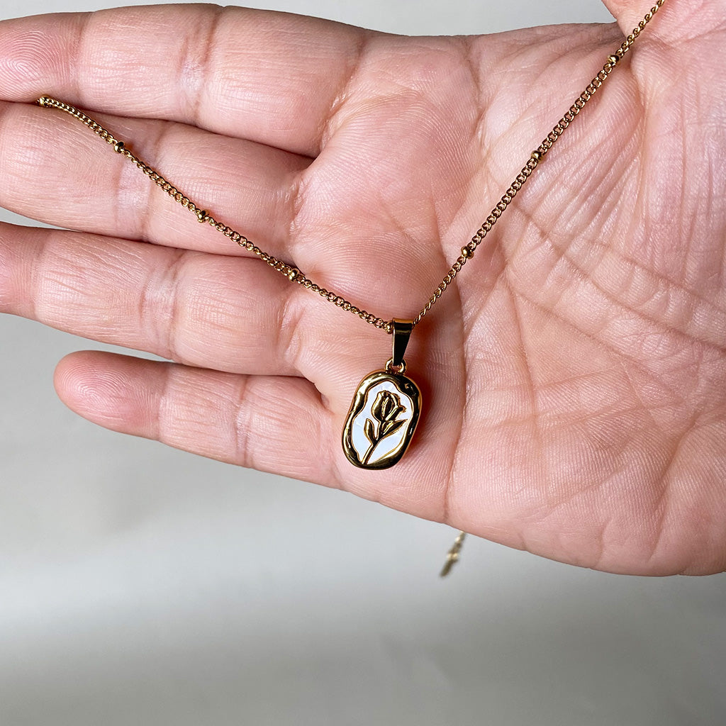 Ivory Rose Medallion Necklace