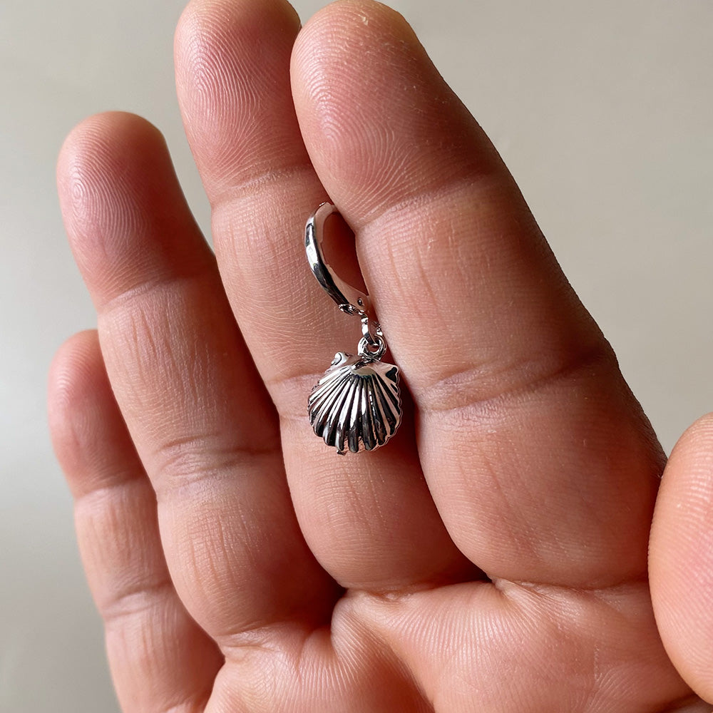 Mini Shell Drop Earrings - Silver