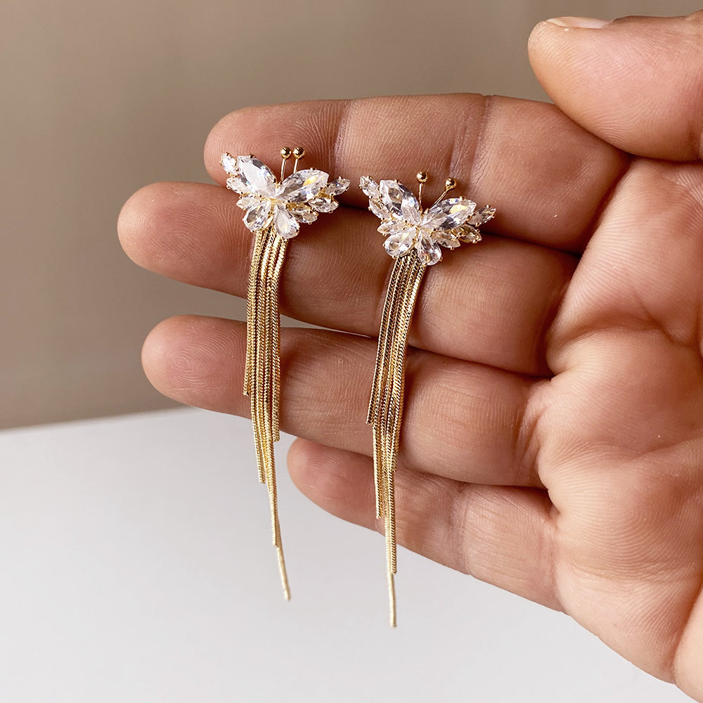 Butterfly Cascade Chain Earrings - Gold (Anti-Tarnish)