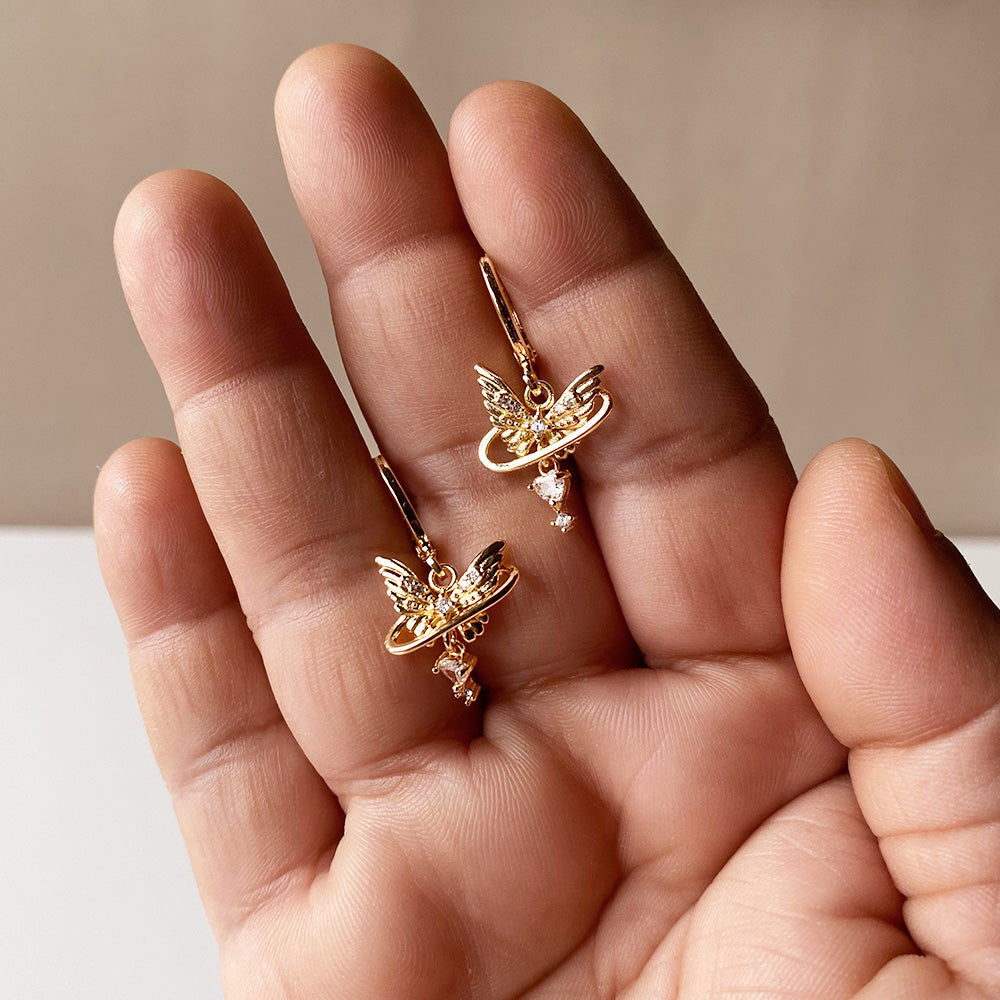 Angel Halo Drop Earrings - Gold (Anti-Tarnish)