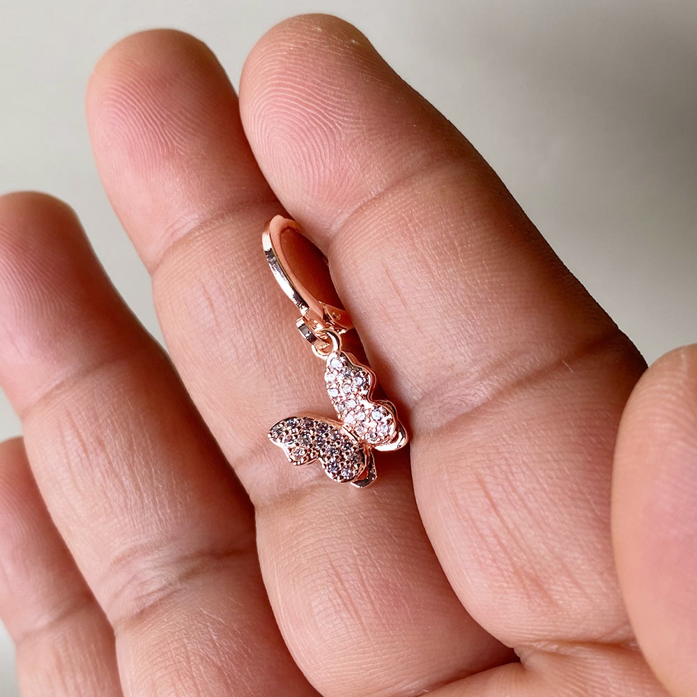 Glitter Flutter Earrings - Rosegold