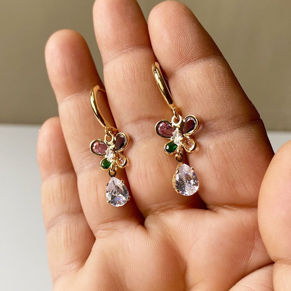 Crystal Flutter Earrings - Gold (Anti-Tarnish)