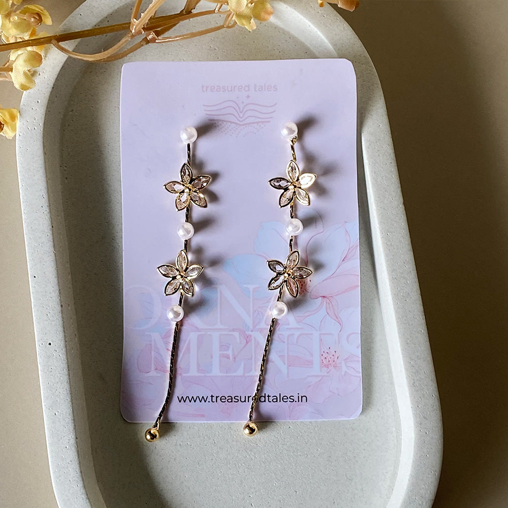 Golden Petal Cascade Earrings