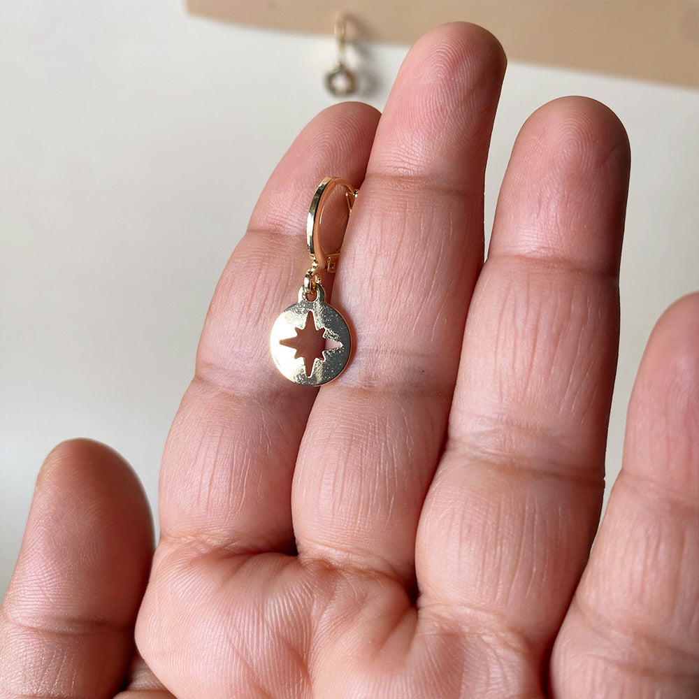 Mini Star Disc Drop Earrings