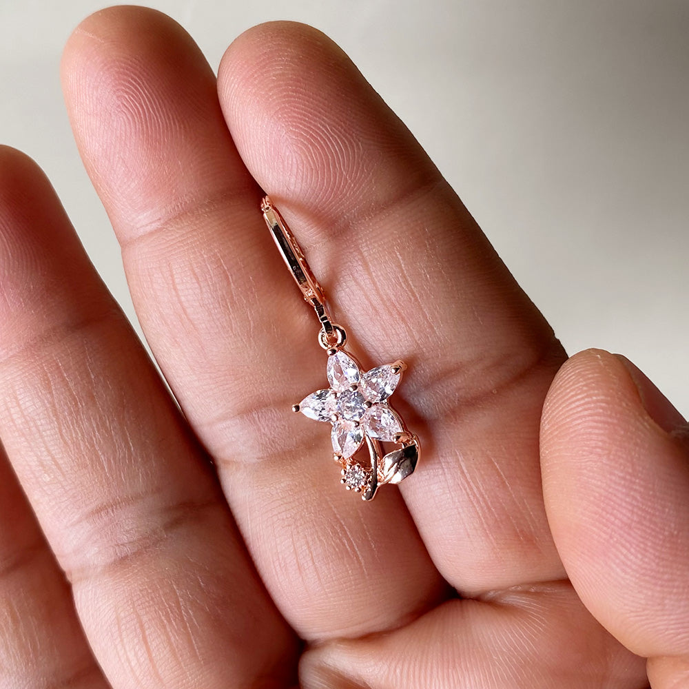 Starflower Crystal Hoop Earrings - Rosegold