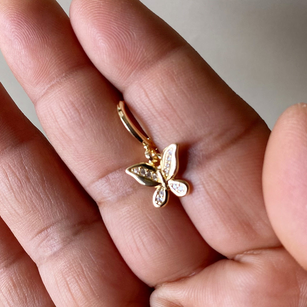 Sparkling Butterfly Drop Earrings