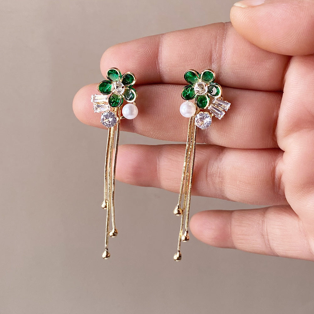 Crystal Bouquet Cascade Earrings - Gold (Anti-Tarnish)