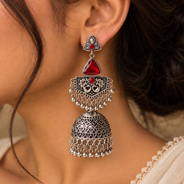 Meher Oxidised Jhumka Earrings