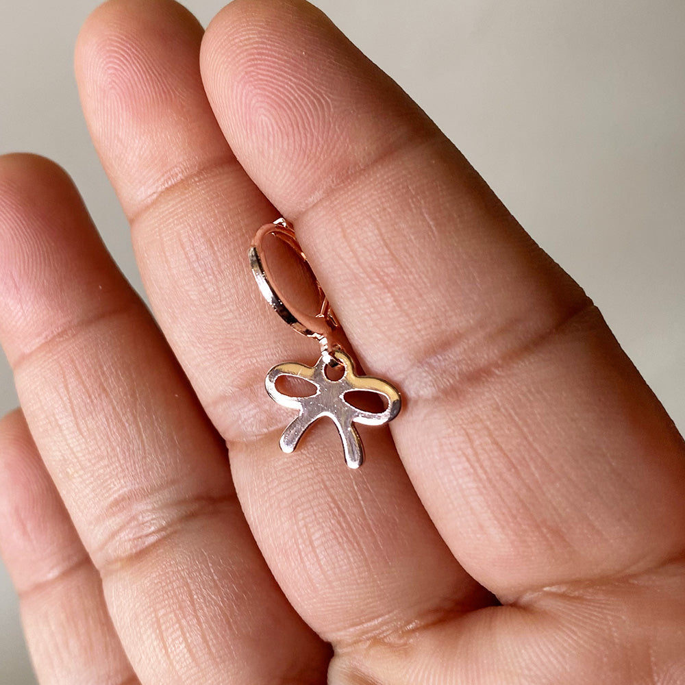 Mini Ribbon Drop Earrings - Rose Gold