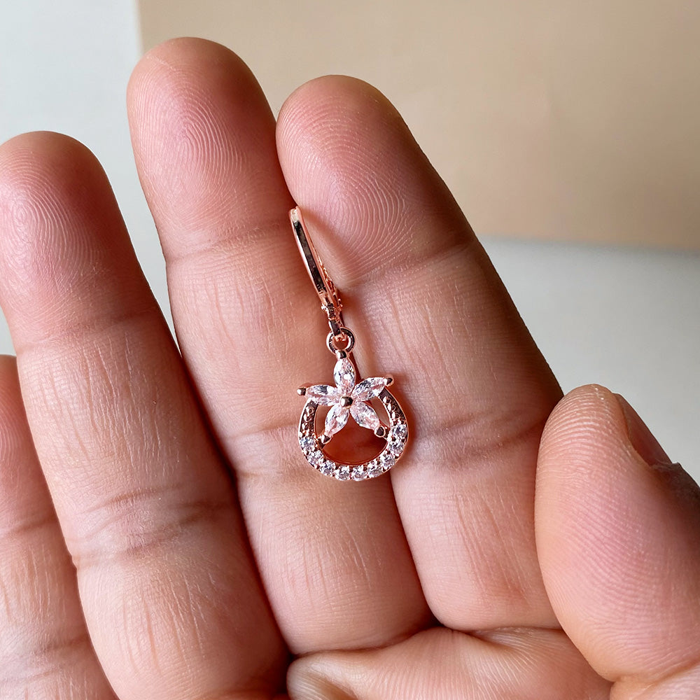 Floral Halo Spark Earrings - Rosegold