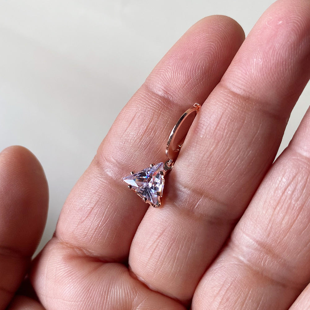 Diamond Prism Hoop Earrings - RoseGold