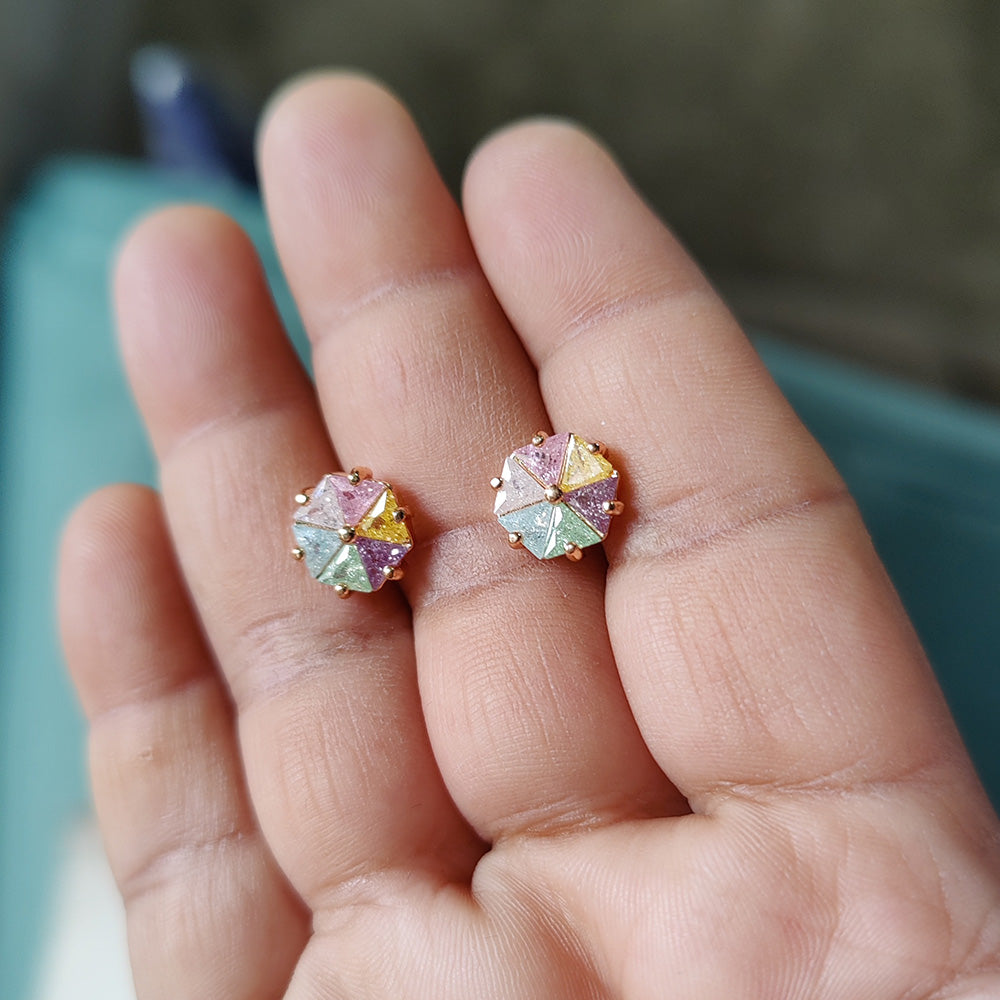 Pastel Pinwheel Stud Earrings - Gold