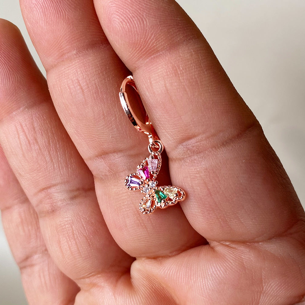 Colorburst Butterfly Earrings - Rosegold