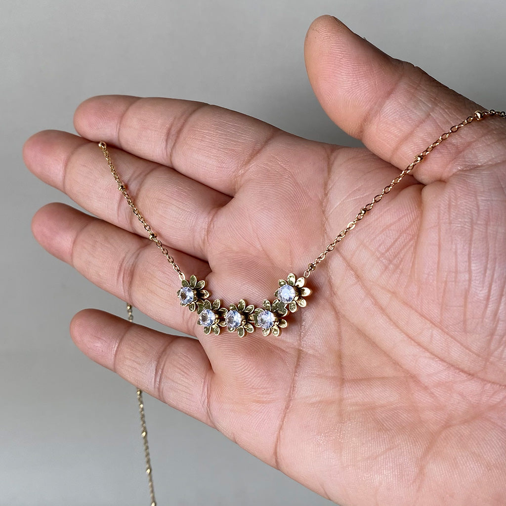 Crystal Bloom Dainty Necklace