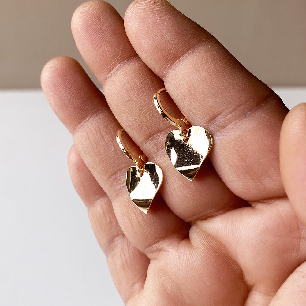 Heart Reflection Earrings - Gold (Anti-Tarnish)