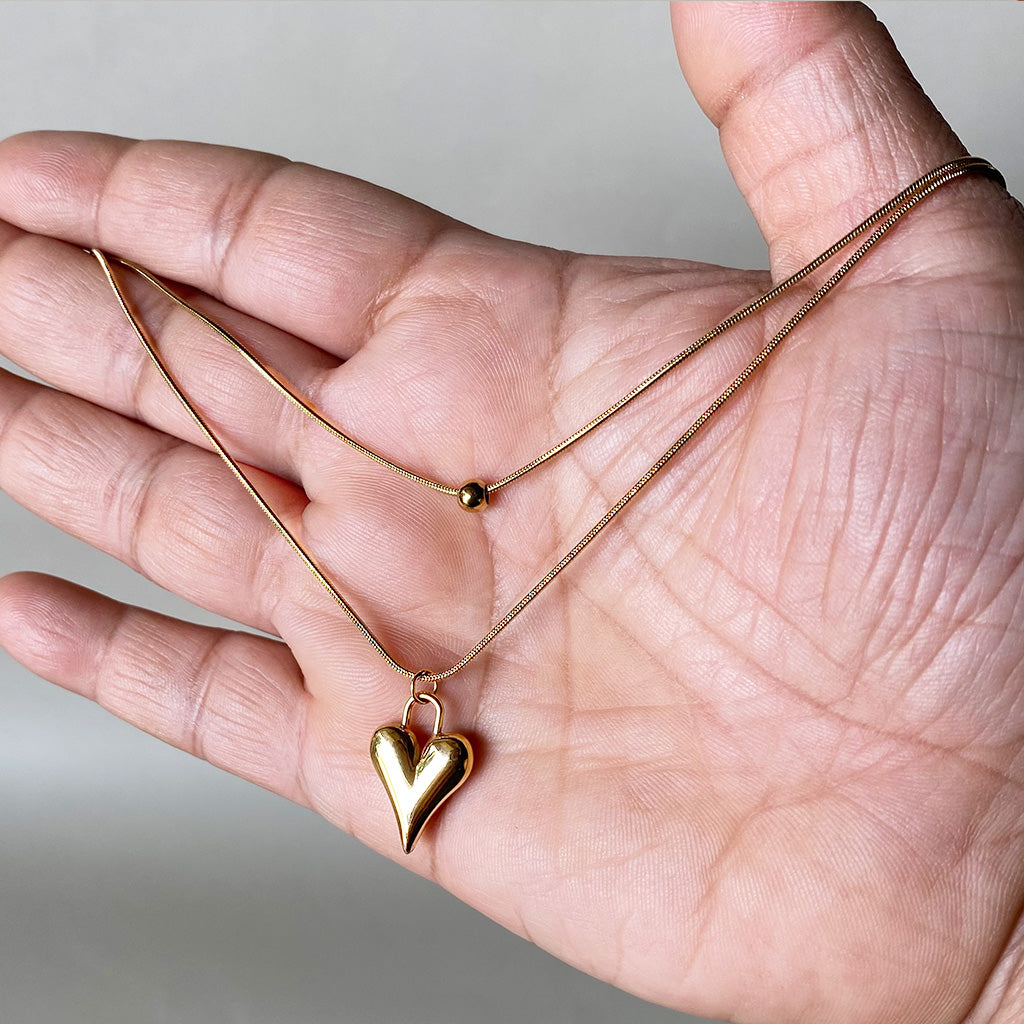 Golden Heart Double Layer Necklace