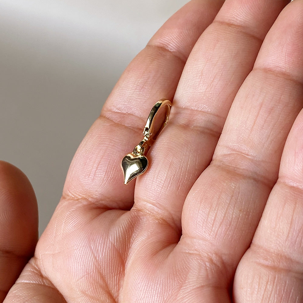 Mini Heart Charm Hoops - Rose Gold