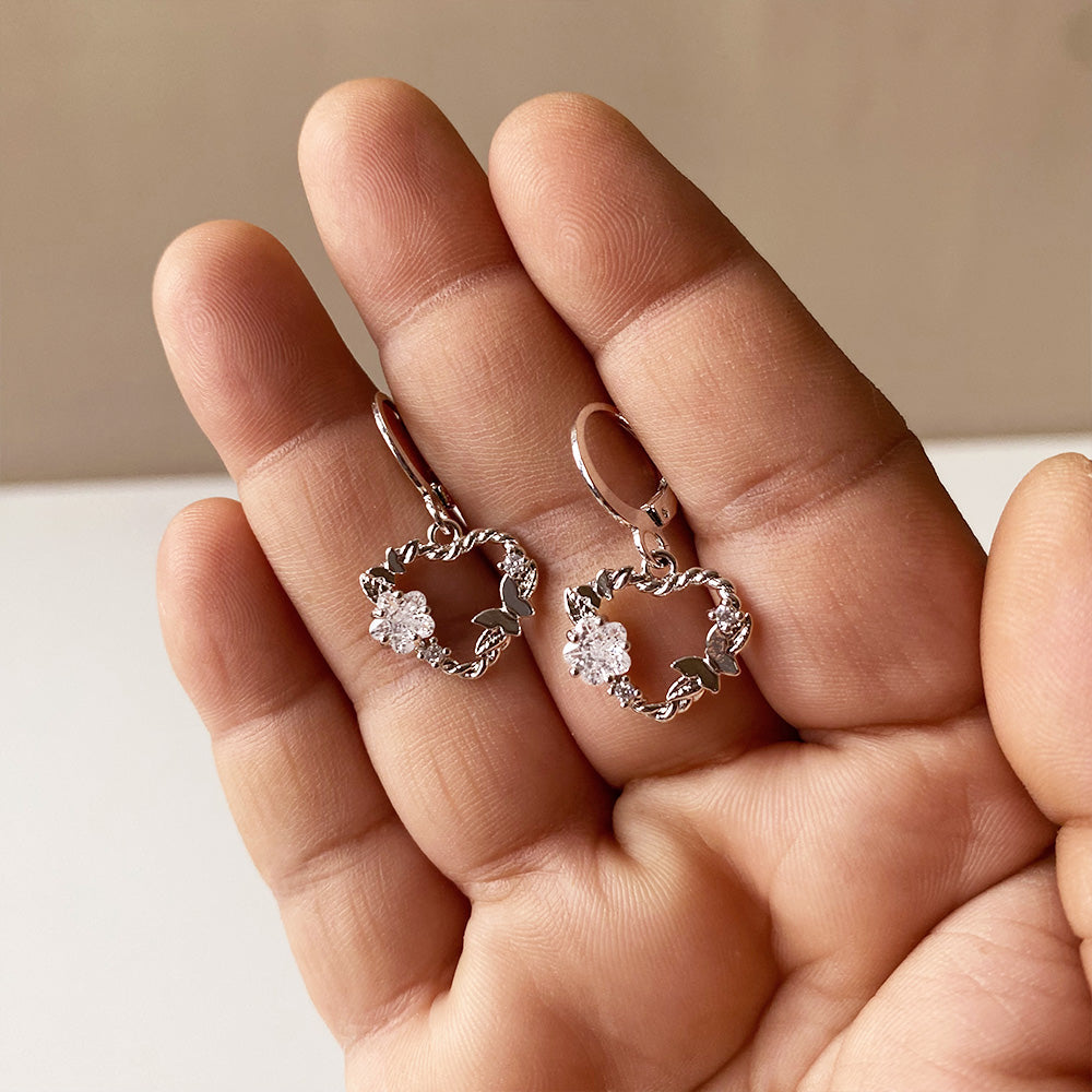 Butterfly Halo Earrings - Silver (Anti-Tarnish)