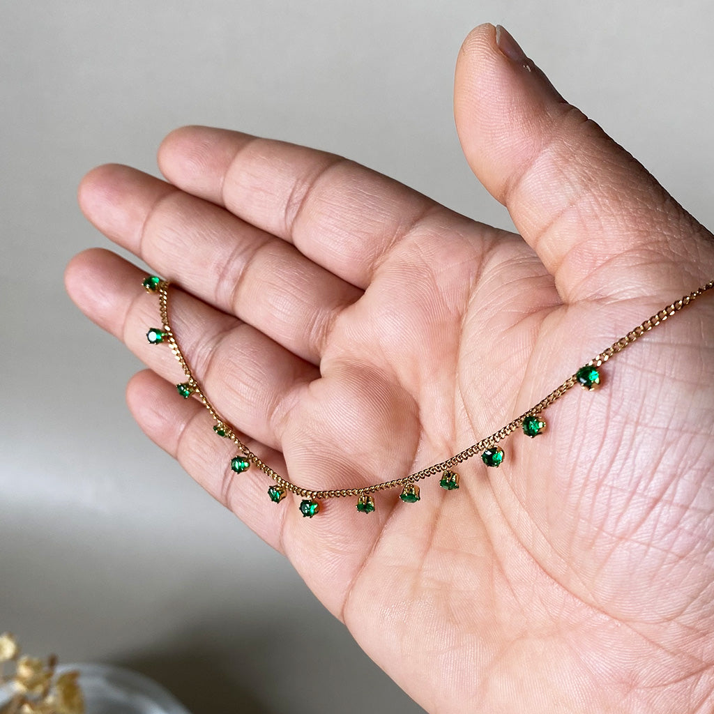 Emerald Glow Station Necklace