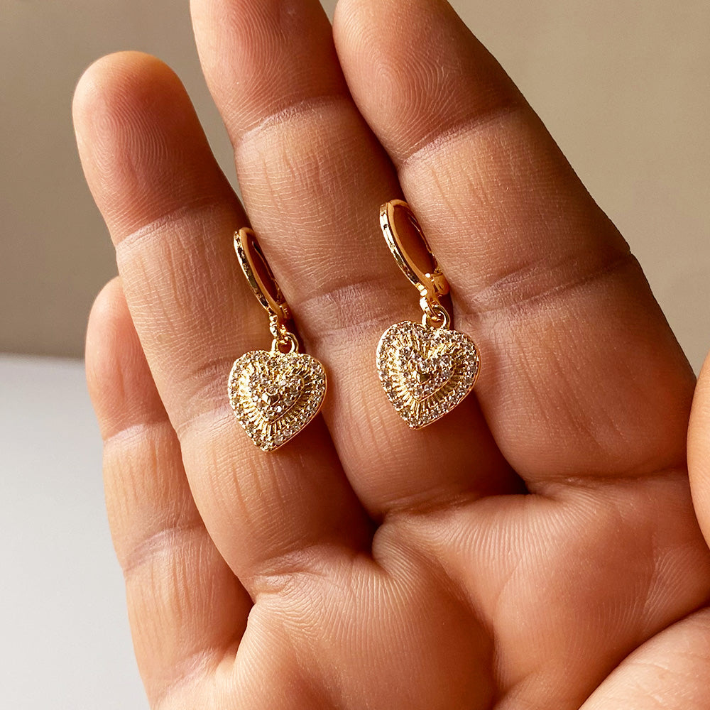 Forever Mine Heart Earrings - Gold (Anti-Tarnish)