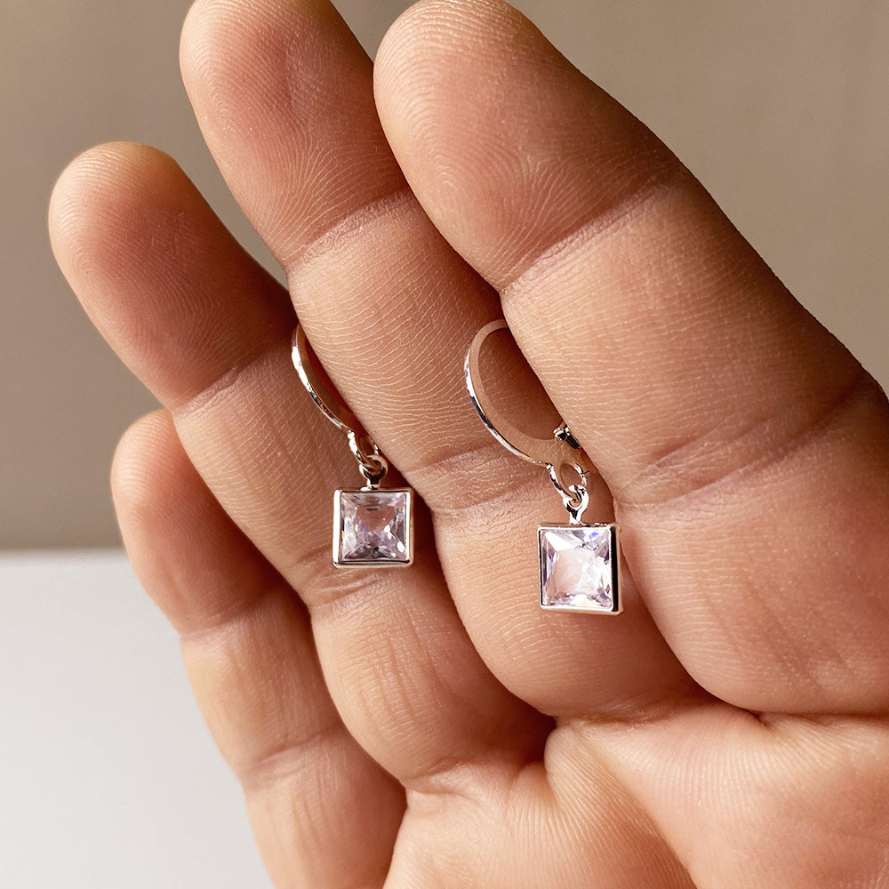 Mini Square Spark Earrings - Silver (Anti-Tarnish)
