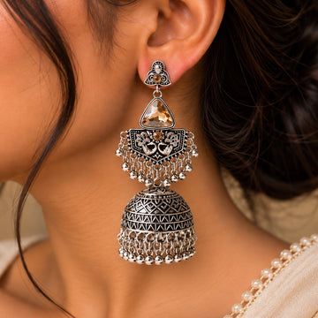 Meher Oxidised Jhumka Earrings