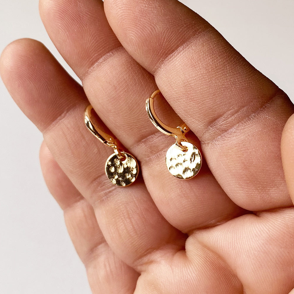 Hammered Coin Earrings - Gold (Anti-Tarnish)