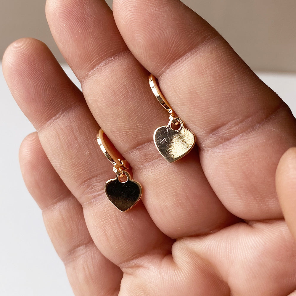 Mini Heart Drop Earrings - Gold (Anti-Tarnish)