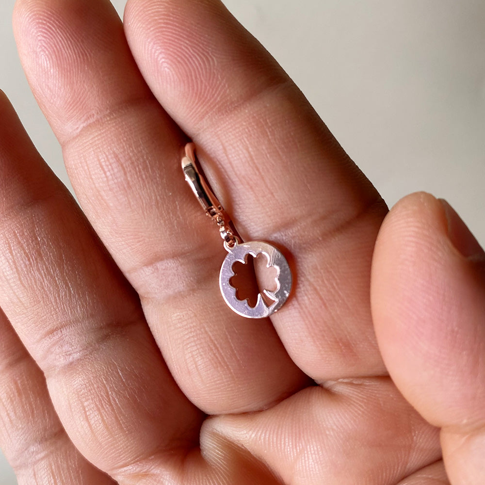 Mini Lucky Clover Earrings - Rose Gold