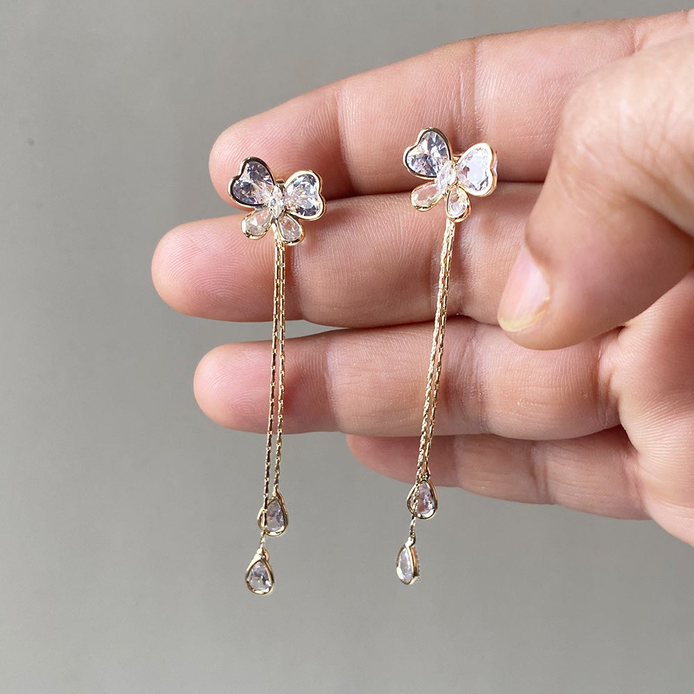 Butterfly Rain Drop Earrings - Gold (Anti-Tarnish)