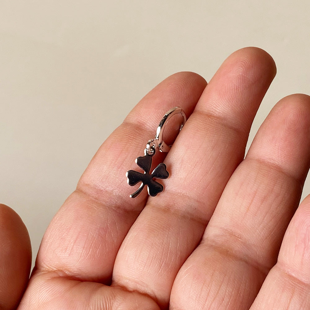 Mini Lucky Clover Earrings - Silver