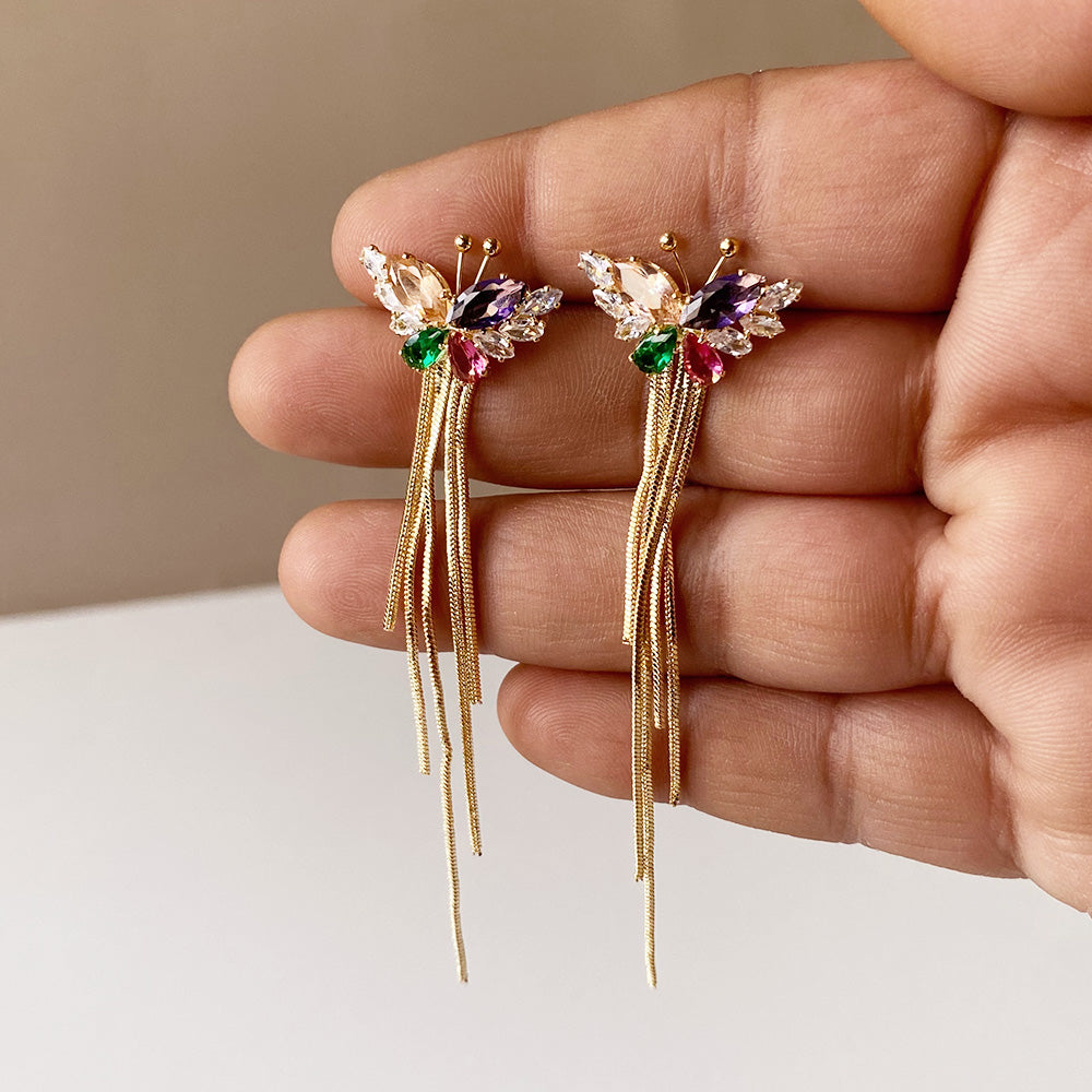 Butterfly Cascade Chain Earrings - Gold (Anti-Tarnish)