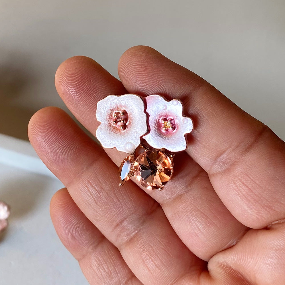 Blush Petal Crystal Earrings