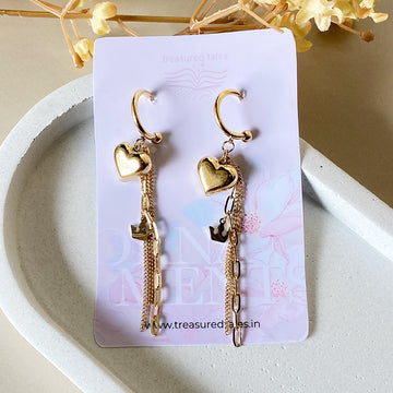 Golden Heart Cascade Earrings