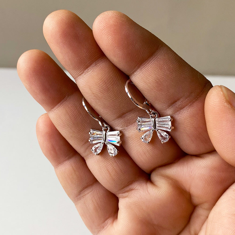 Twinkle Bow Earrings - Silver (Anti-Tarnish)