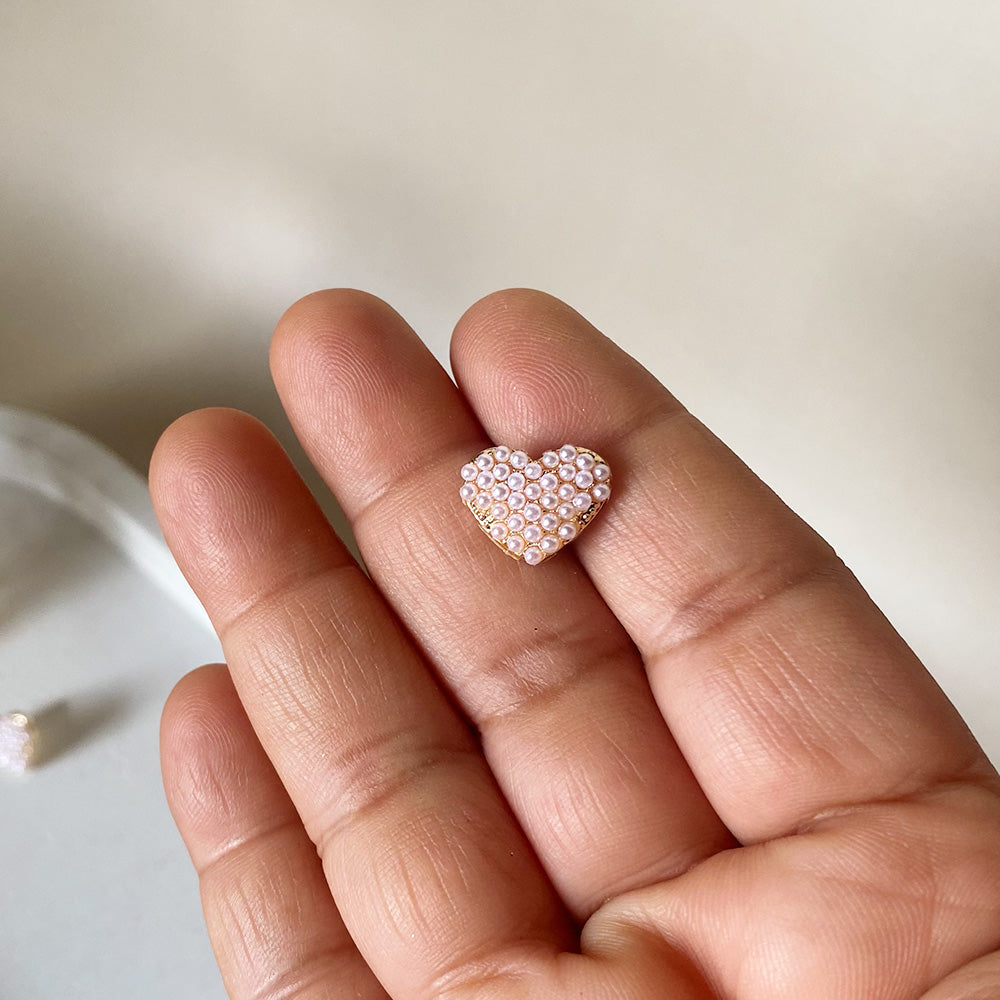 Blush Pearl Heart Studs