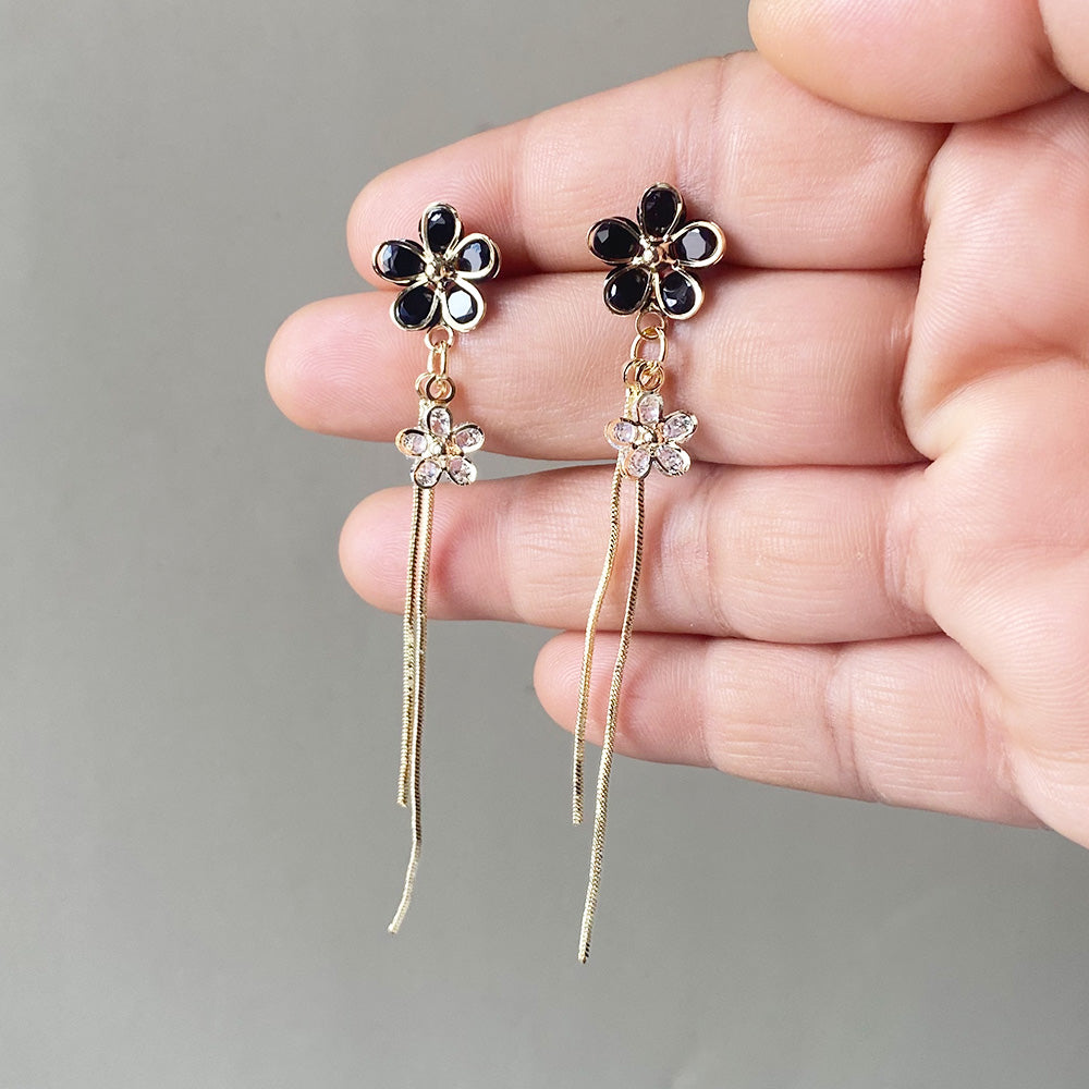 Twin Bloom Drop Earrings - Gold (Anti-Tarnish)