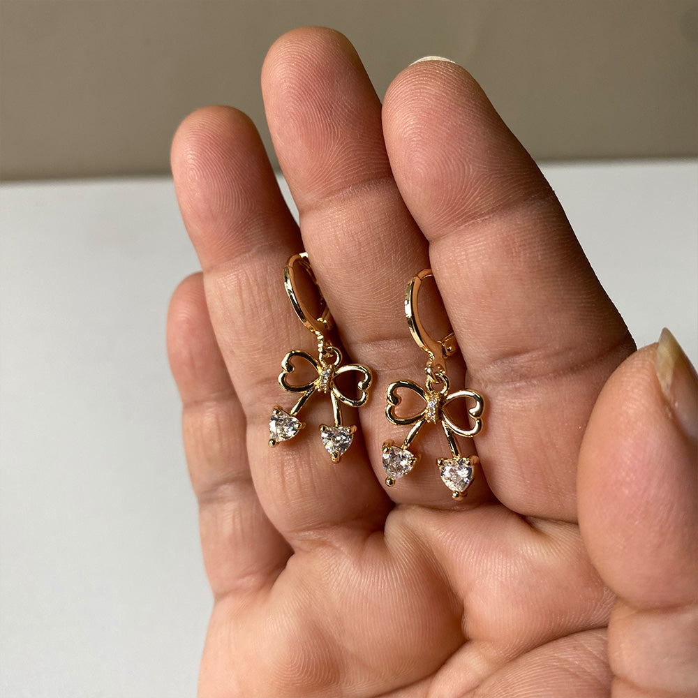 Sweetheart Bow Hoop Earrings - Gold